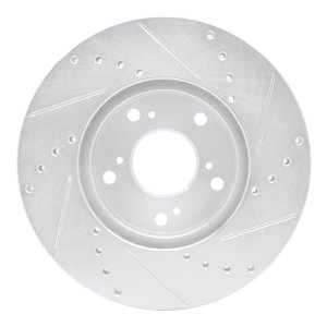Acura CSX Brake Rotor (1) - Front Left - R1 Concepts - Drilled & Slotted - Silver - `98-`22